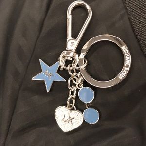 Michael Kors key chain silver rhinestone MK logo